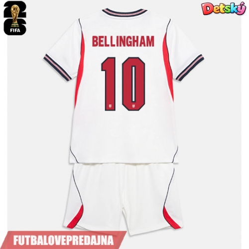 Lacne Dětský Futbalové dres Anglicko Jude Bellingham #10 MS 2026 Krátky Rukáv - Domáci (+ trenírky)